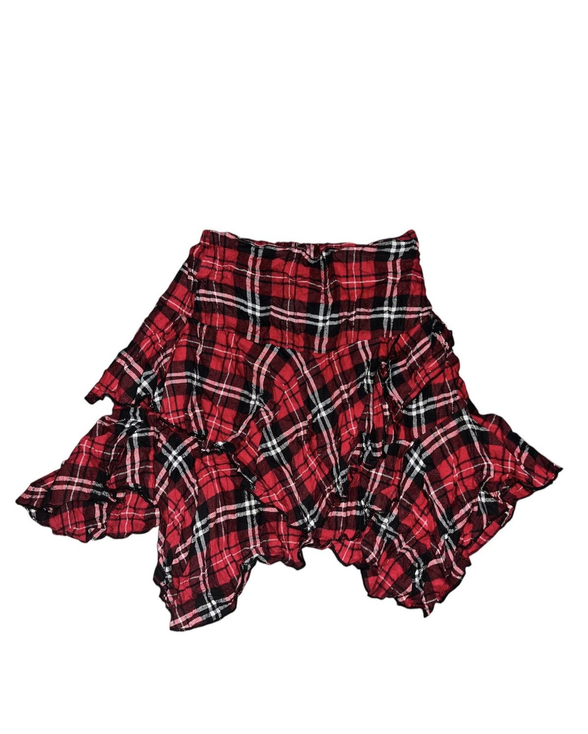 Japanese Brand R&B red tartan punk asymmetrical skirts ♥️🩸 Size 27" / US 4 / IT 40 - 1 Thumbnail