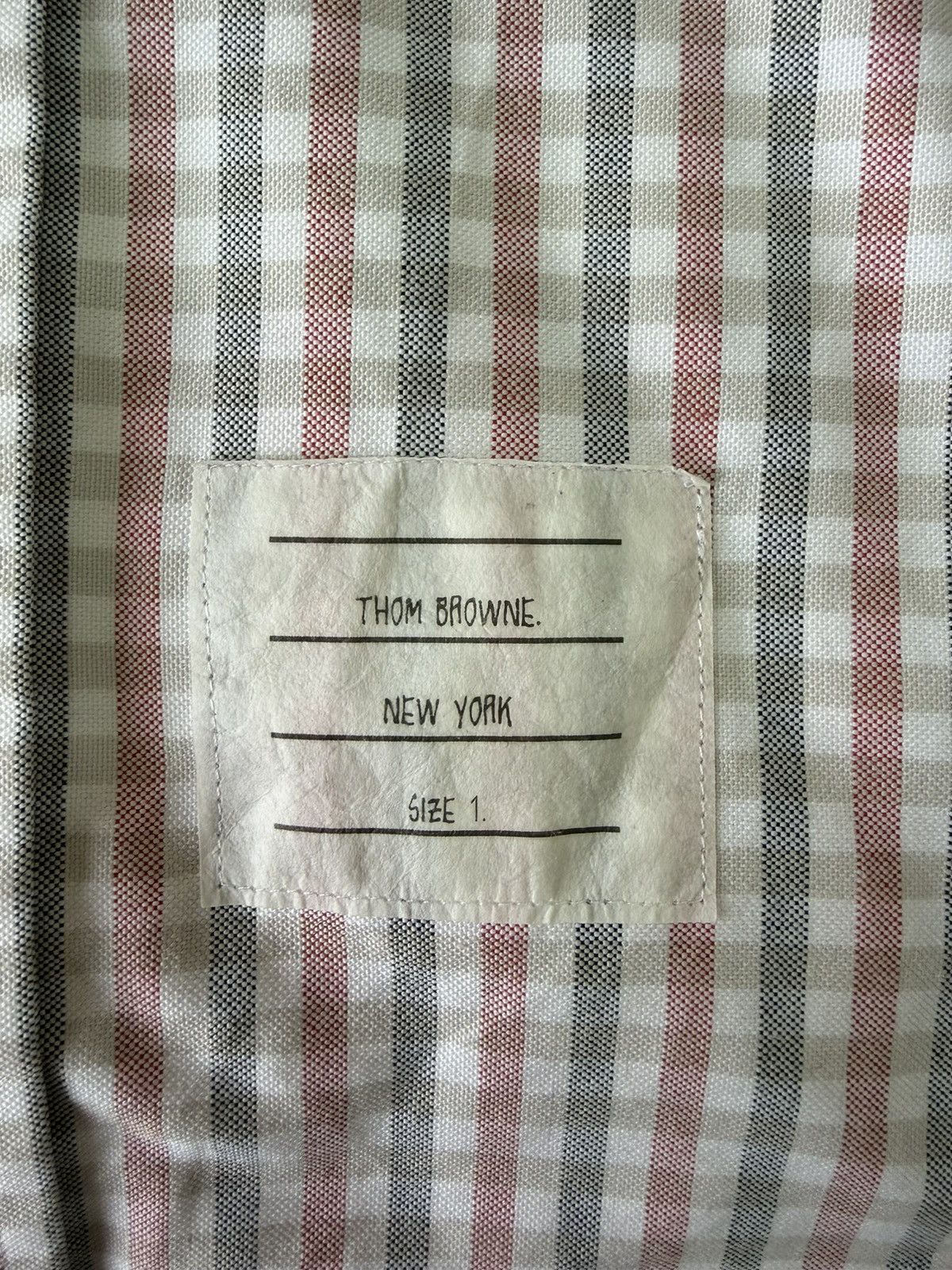 Thom Browne Thom Browne White Shirt with Black Red Grid Pattern Size US S / EU 44-46 / 1 - 4 Thumbnail