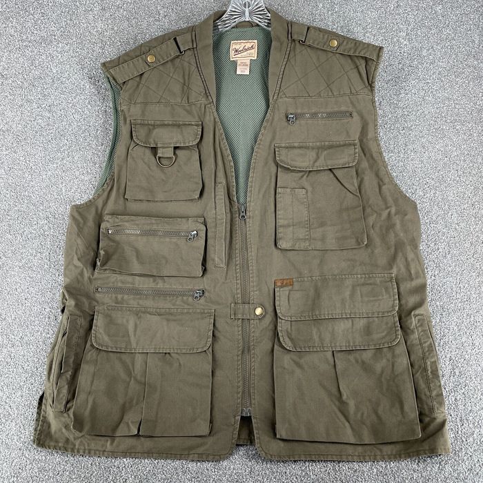 Vintage Woolrich Vest Adult 2XL XXL Olive Green Fishing Hunting Utility  Outdoor Mens