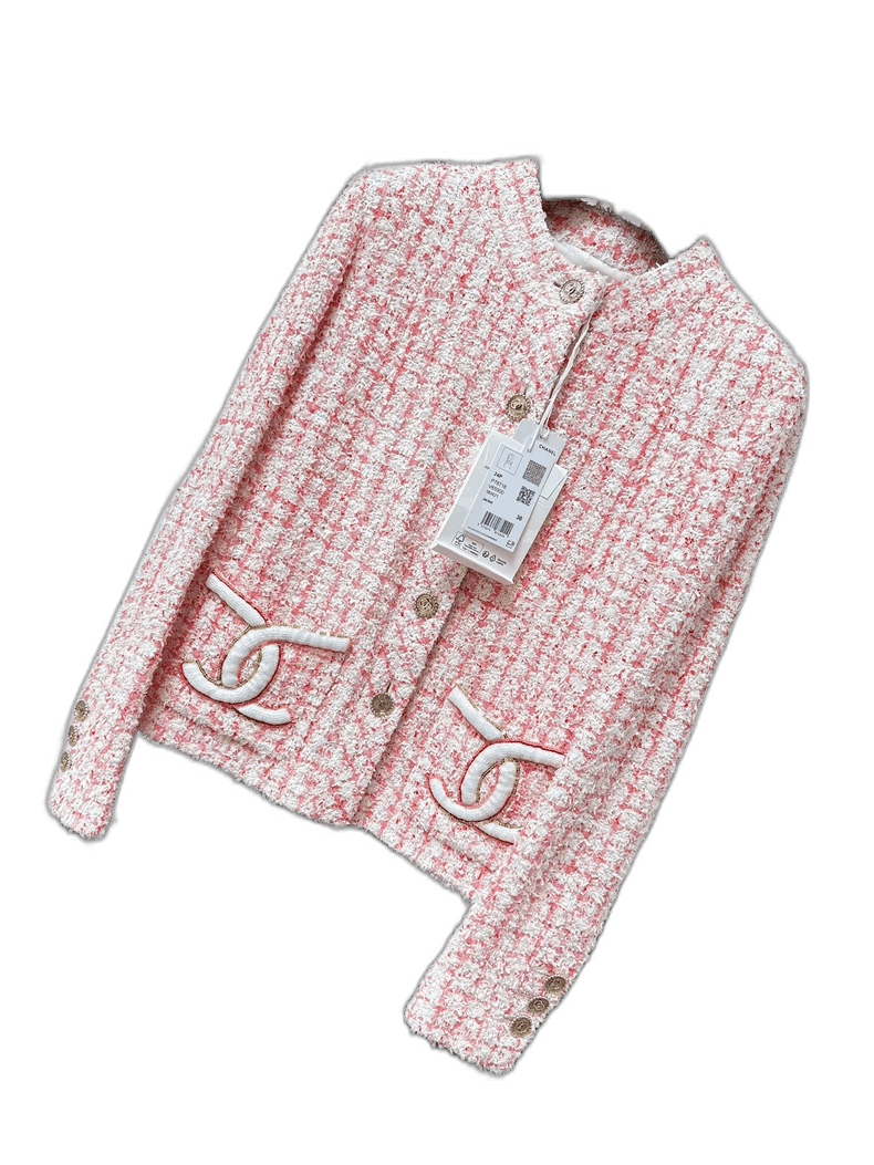Chanel CHANEL Pink Tweed Sequin Logo Jacket Size M / US 6-8 / IT 42-44 - 1 Thumbnail