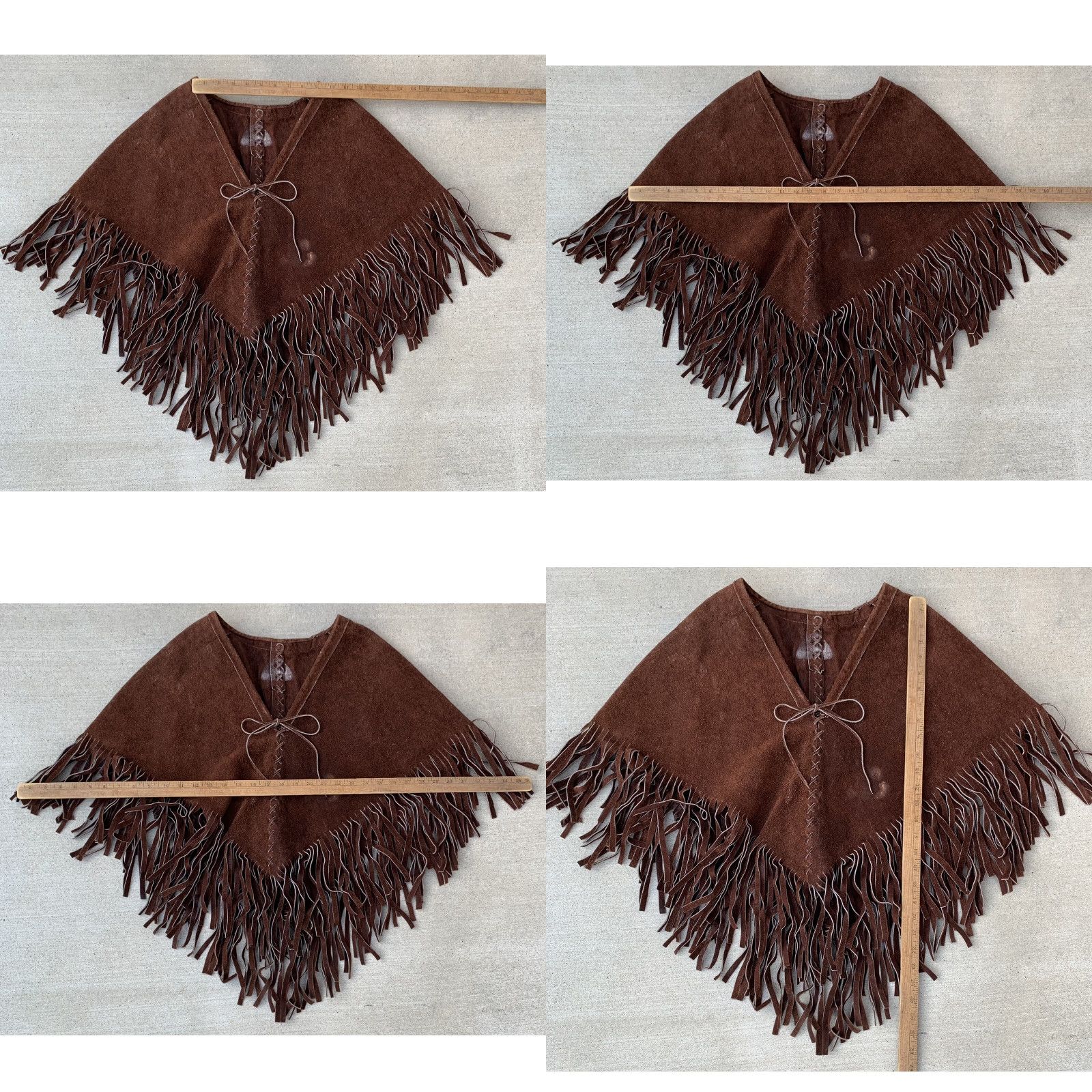 Vintage VINTAGE Western Suede Poncho Fringe Cowgirl Boho Hippie Chic Western Poncho Brown Suede Shirt Womens Mens Adults Boys Girls Size ONE SIZE - 11 Thumbnail