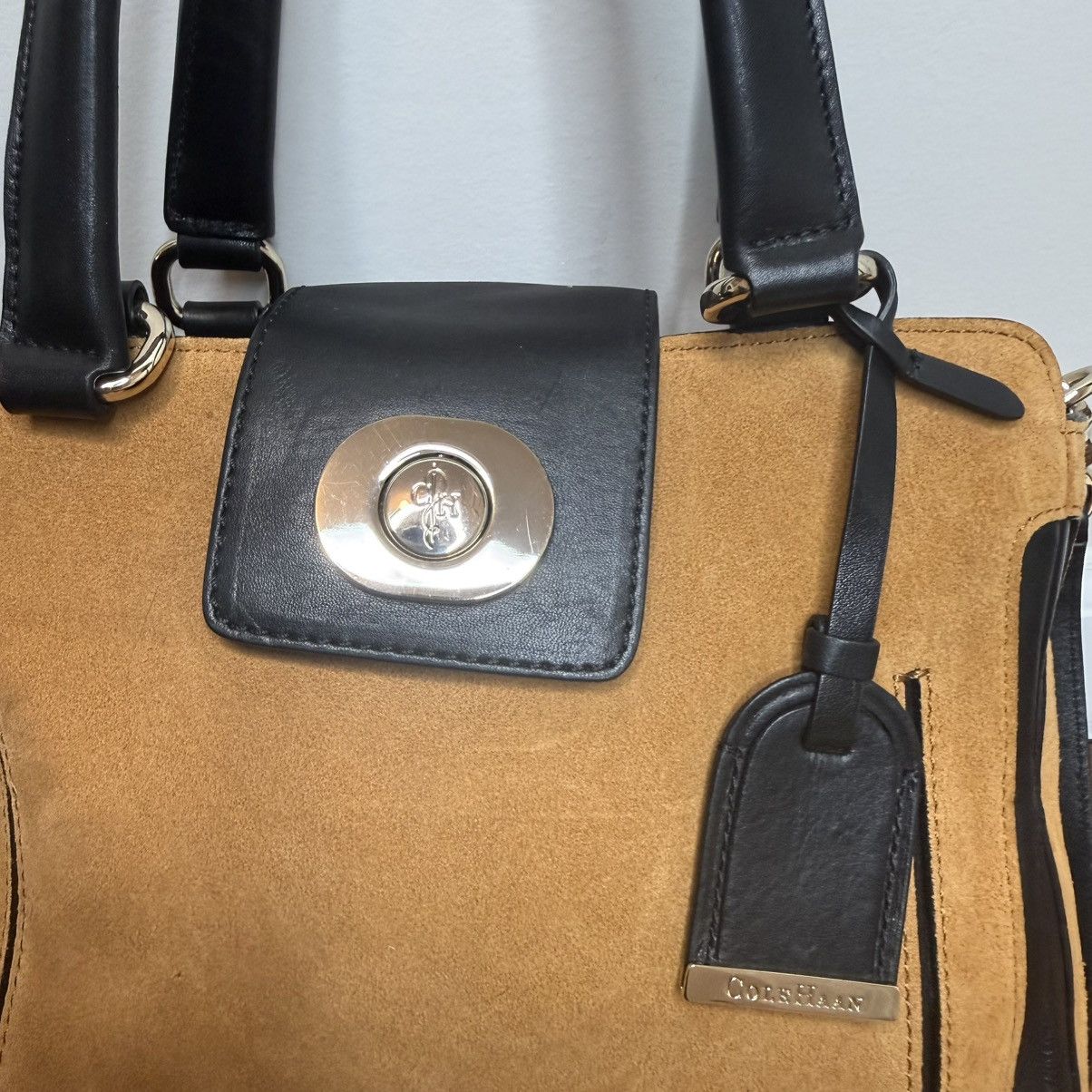 Cole Haan Cole Haan Suede Satchel in Mustard with Black Trim Size ONE SIZE - 2 Thumbnail