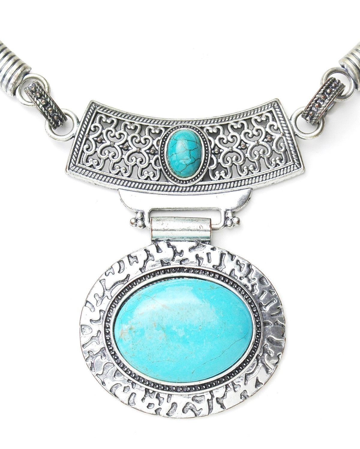 Vintage 2000S JAPANESE MADE TRIBAL NECKLACE WITH TURQUOISE STONES Size ONE SIZE - 4 Thumbnail
