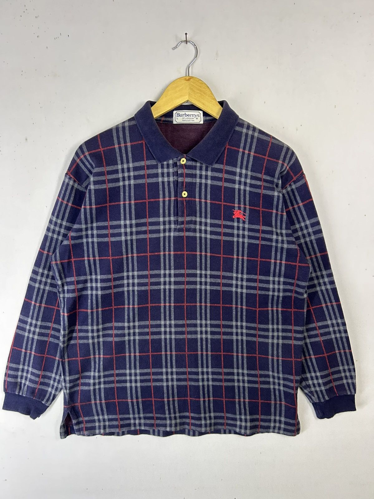 Burberry × Japanese Brand × Vintage Vintage 90s Burberry London Nova Check Longsleeve Size US L / EU 52-54 / 3 - 1 Thumbnail