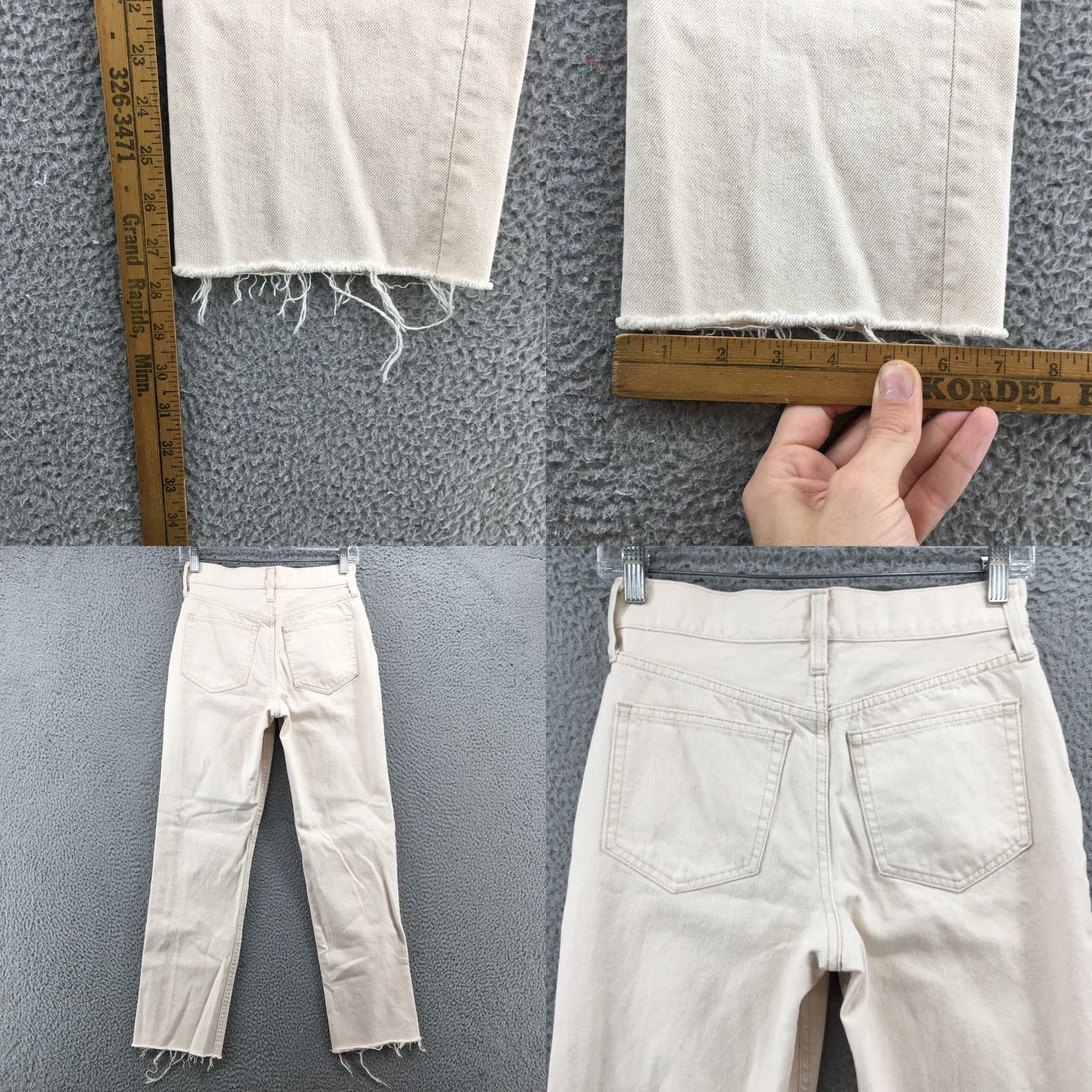 J.Crew J.CREW Jeans Womens 24 Cream Full Length Classic Straight Leg Zip Fly Frayed Hem Autumn Mens Womens Size 42" / US 20 - 8 Thumbnail