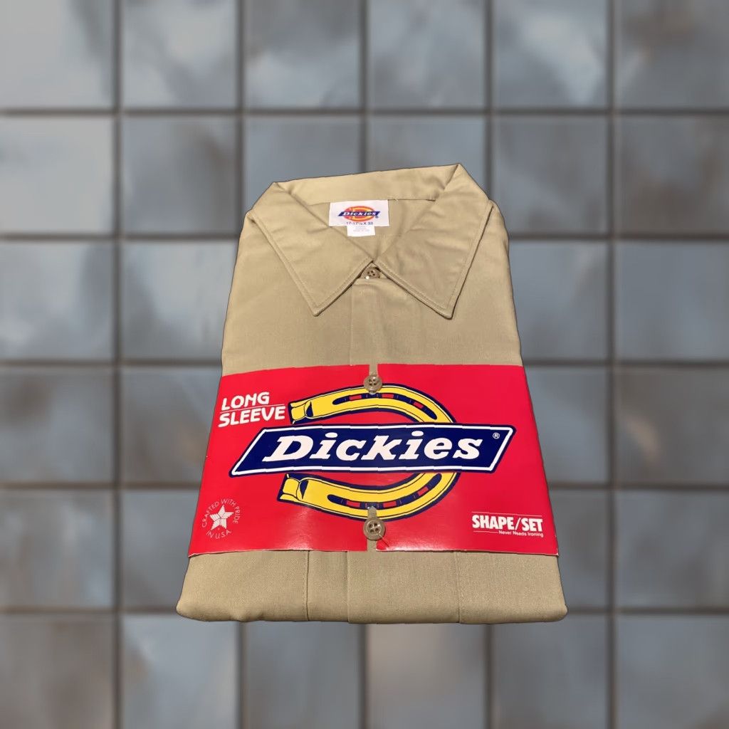 Dickies VINTAGE Dickies Shirt Men 17-17 1/2 Khaki Long Sleeve Button-Up USA 90s Mens Size US XL / EU 56 / 4 - 1 Thumbnail