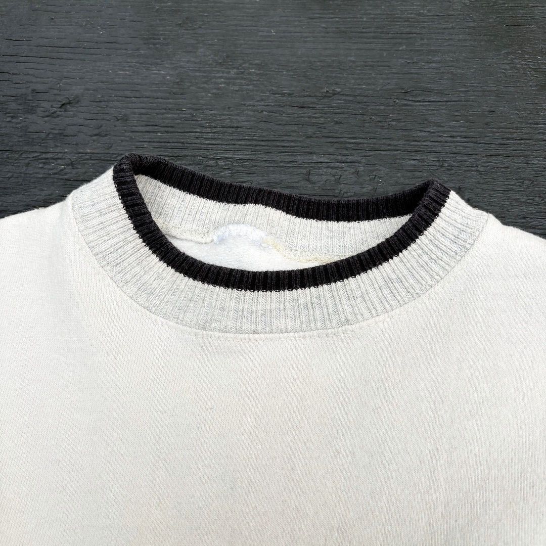 Vintage Blank Ringer 1990 90s Vintage White USA Sweatshirt Size US XL / EU 56 / 4 - 2 Thumbnail