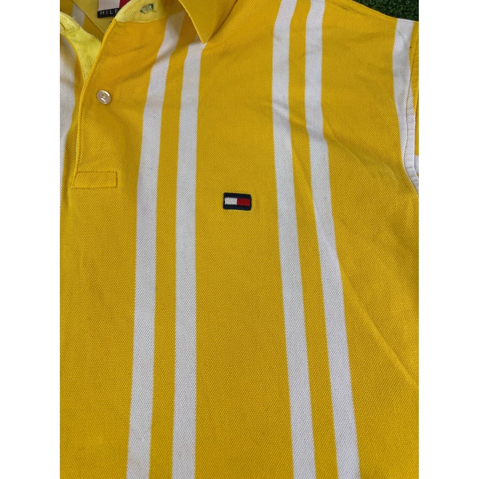 Tommy Hilfiger Tommy Hilfiger Yellow White Vertical Stripe Polo Mens LG Size US L / EU 52-54 / 3 - 2 Thumbnail