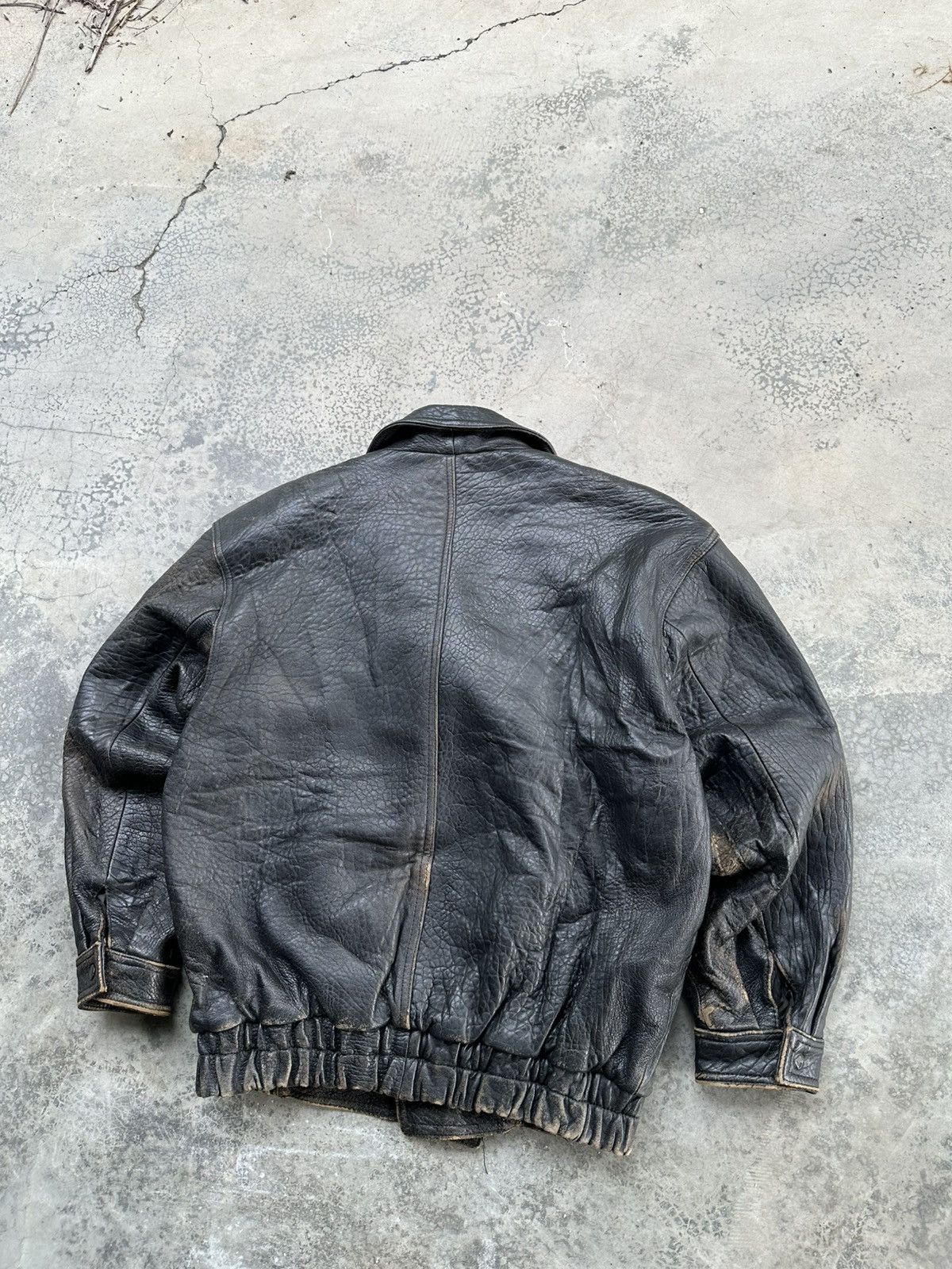 Vintage Vintage V_Luck Double Collar Sheepskin Leather Bomber Jacket Size US L / EU 52-54 / 3 - 9 Thumbnail