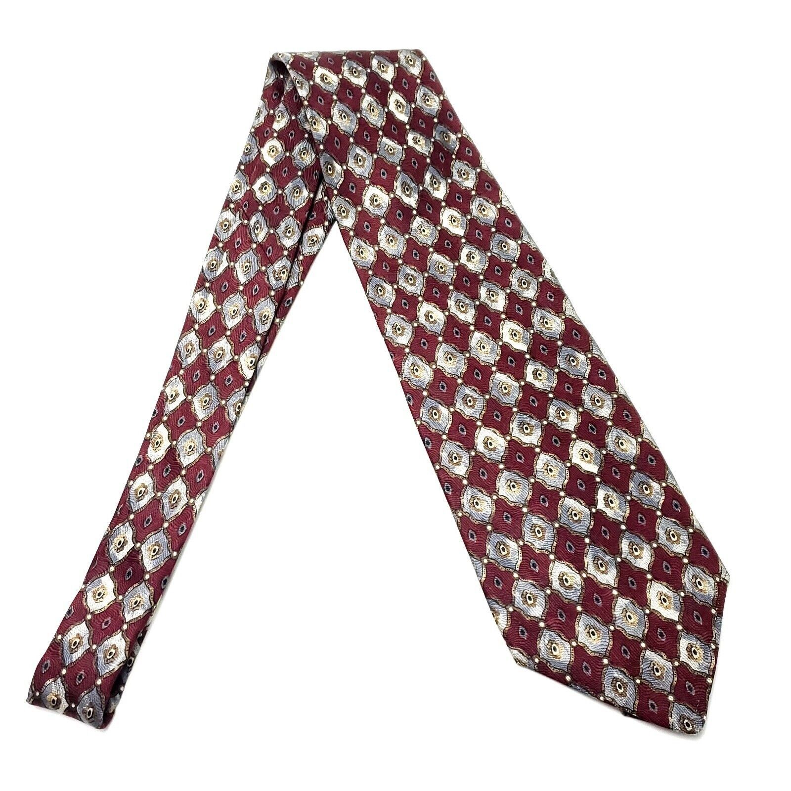 Vintage Geoffrey Been Silk Tie Red Print Geometric Wide Size ONE SIZE - 6 Thumbnail
