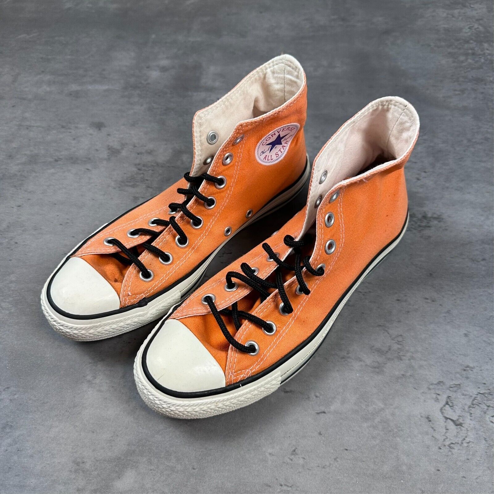 Orange converse high tops mens best sale