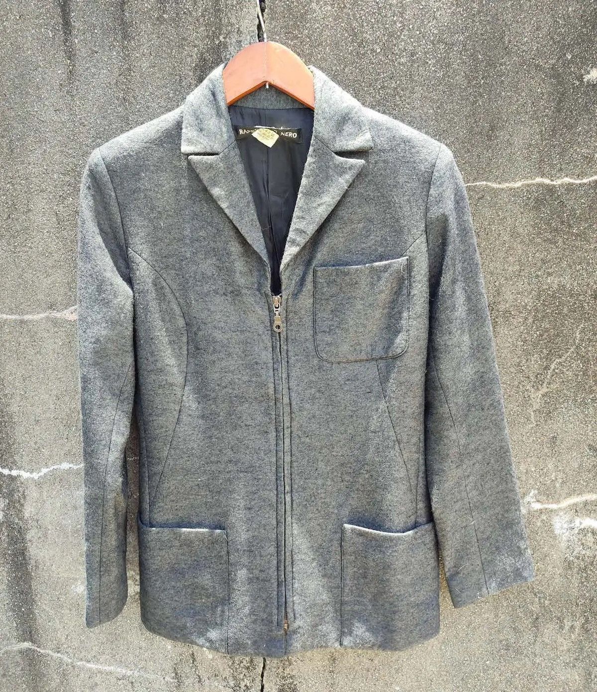 Vintage Rapsodia in Nero Italian Zip-Up Wool Blend Blazer
