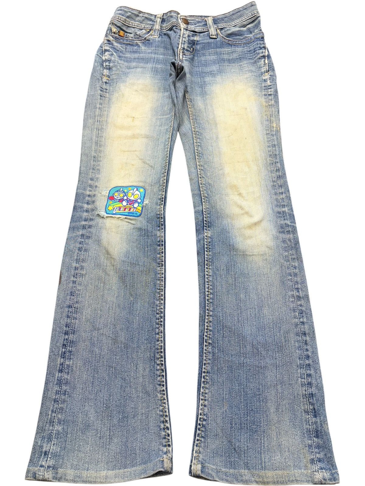 Wrangler Vintage Japanese Brand Mud Wash Distress Flare Jeans Size 27" / US 4 / IT 40 - 1 Thumbnail
