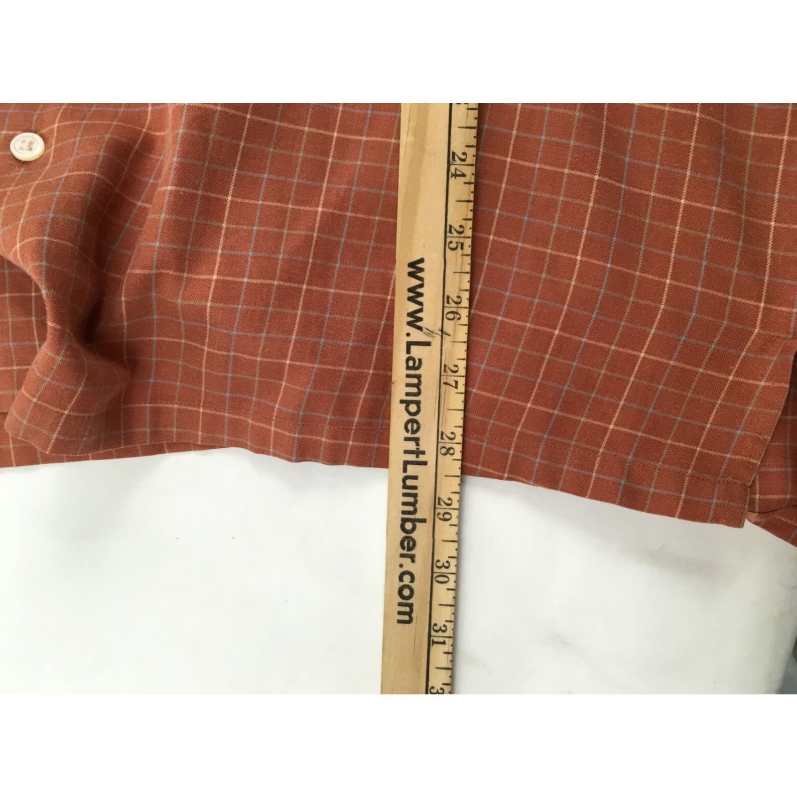 Vintage Slates Shirt Men's XL Button-Up Short Sleeve Check Pocket Reversible Care on Reverse Orange Cotton Polyester Size US XL / EU 56 / 4 - 5 Thumbnail