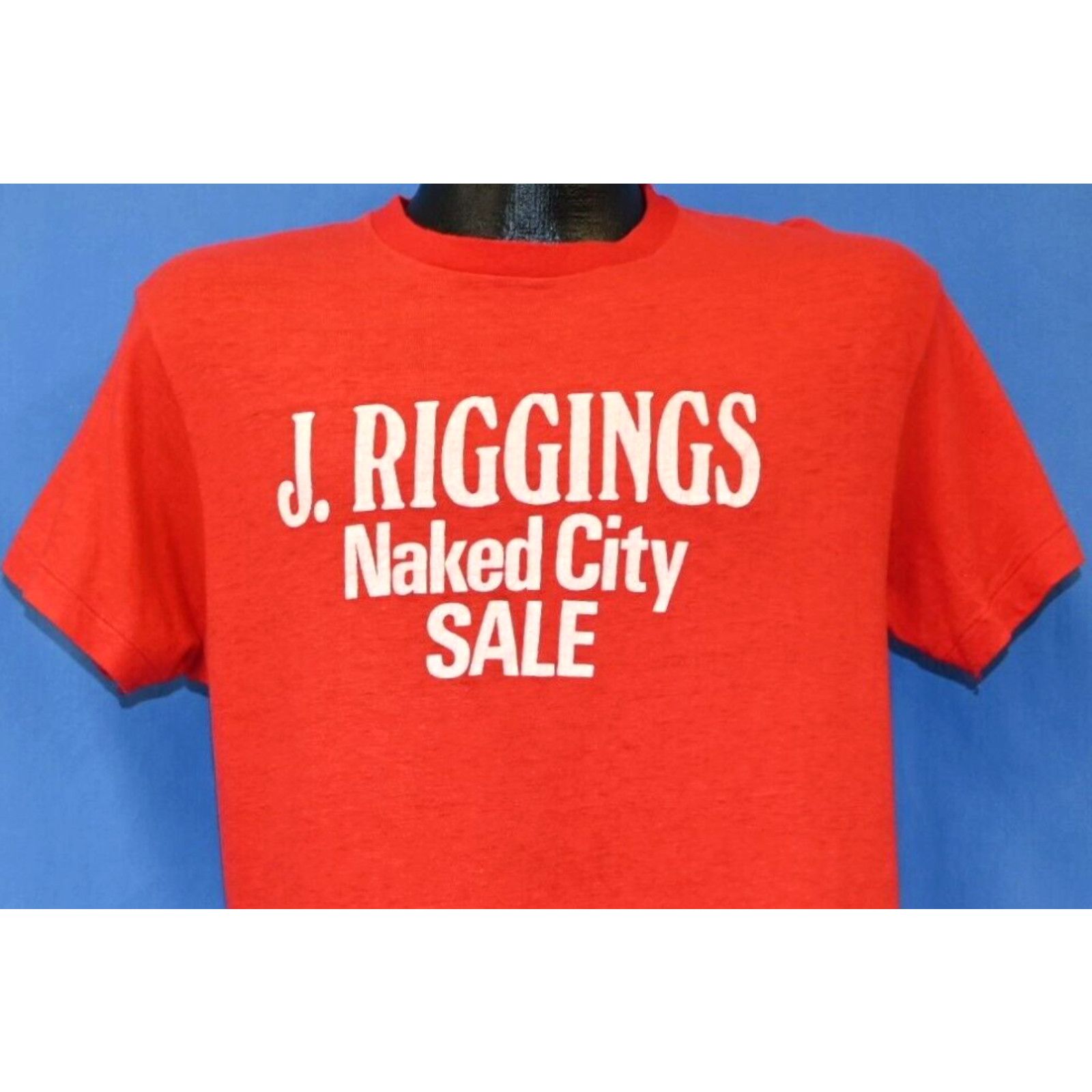 image of Hanes Vintage 70's J. Riggings Naked City Soft Cotton Red T-Shirt Large L in White, Men's