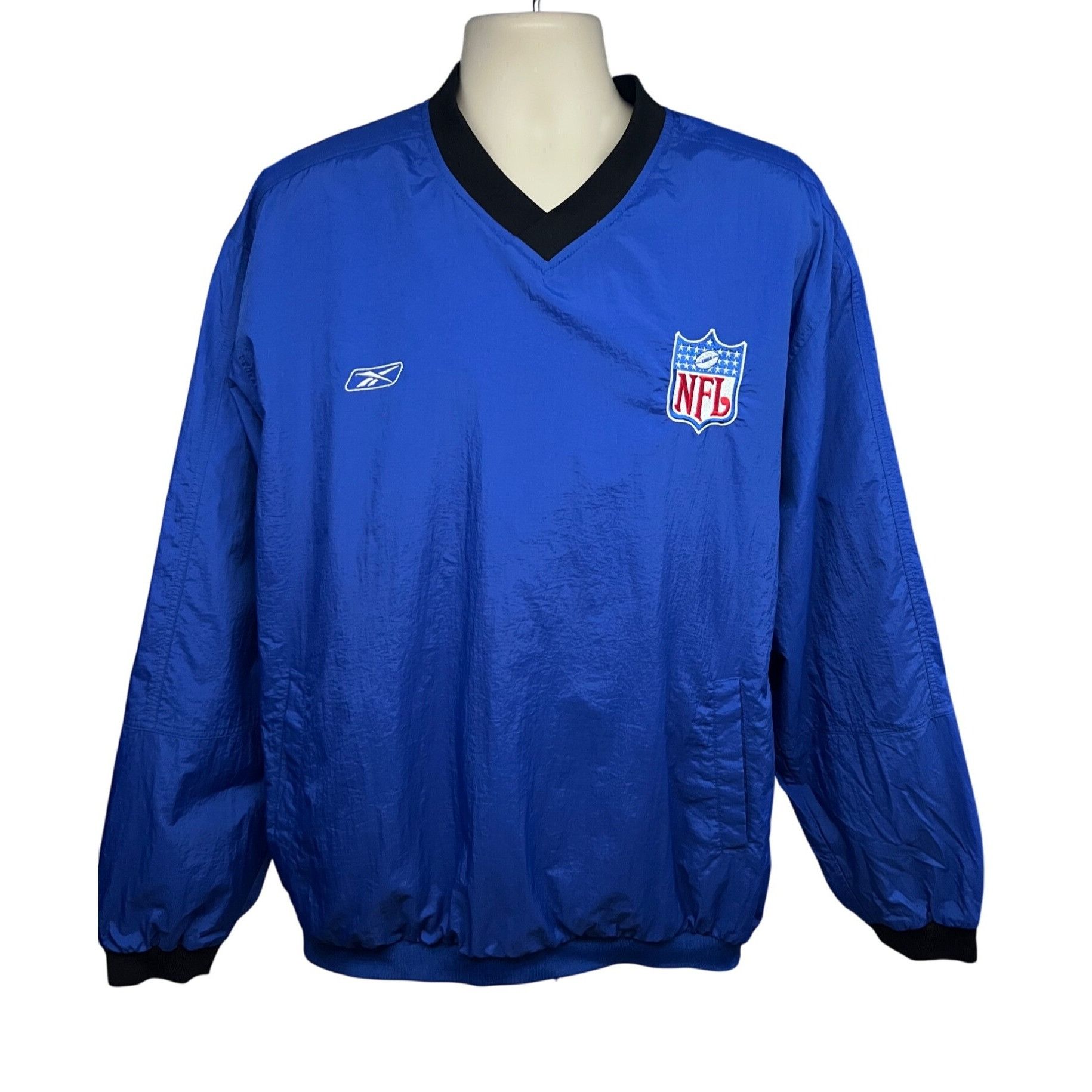 NFL NFL Reebok Vintage 90s Mens Blue Windbreaker V-Neck Pullover Size US XL / EU 56 / 4 - 1 Thumbnail