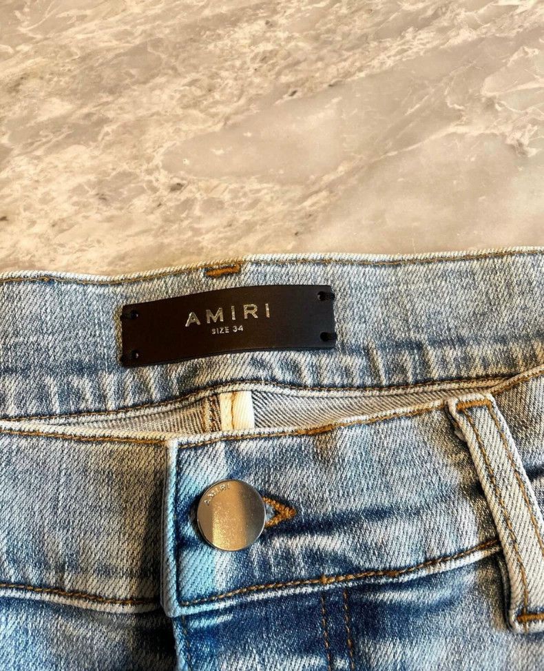 Amiri Amiri 21aw Playboy joint spliced blue denim pants Size US 34 / EU 50 - 2 Thumbnail
