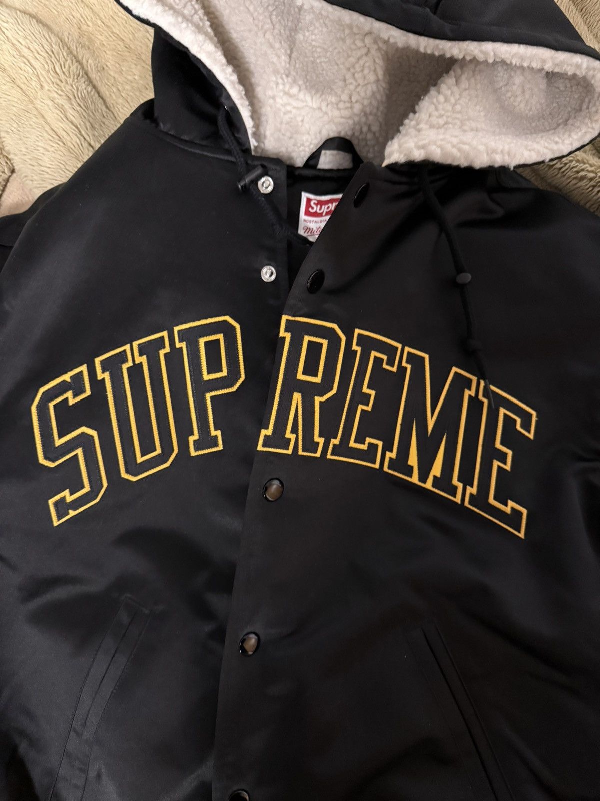Mitchell & Ness × Supreme Supreme x Mitchell & Ness Lined Hooded Satin Varsity Jacket Size US S / EU 44-46 / 1 - 2 Thumbnail