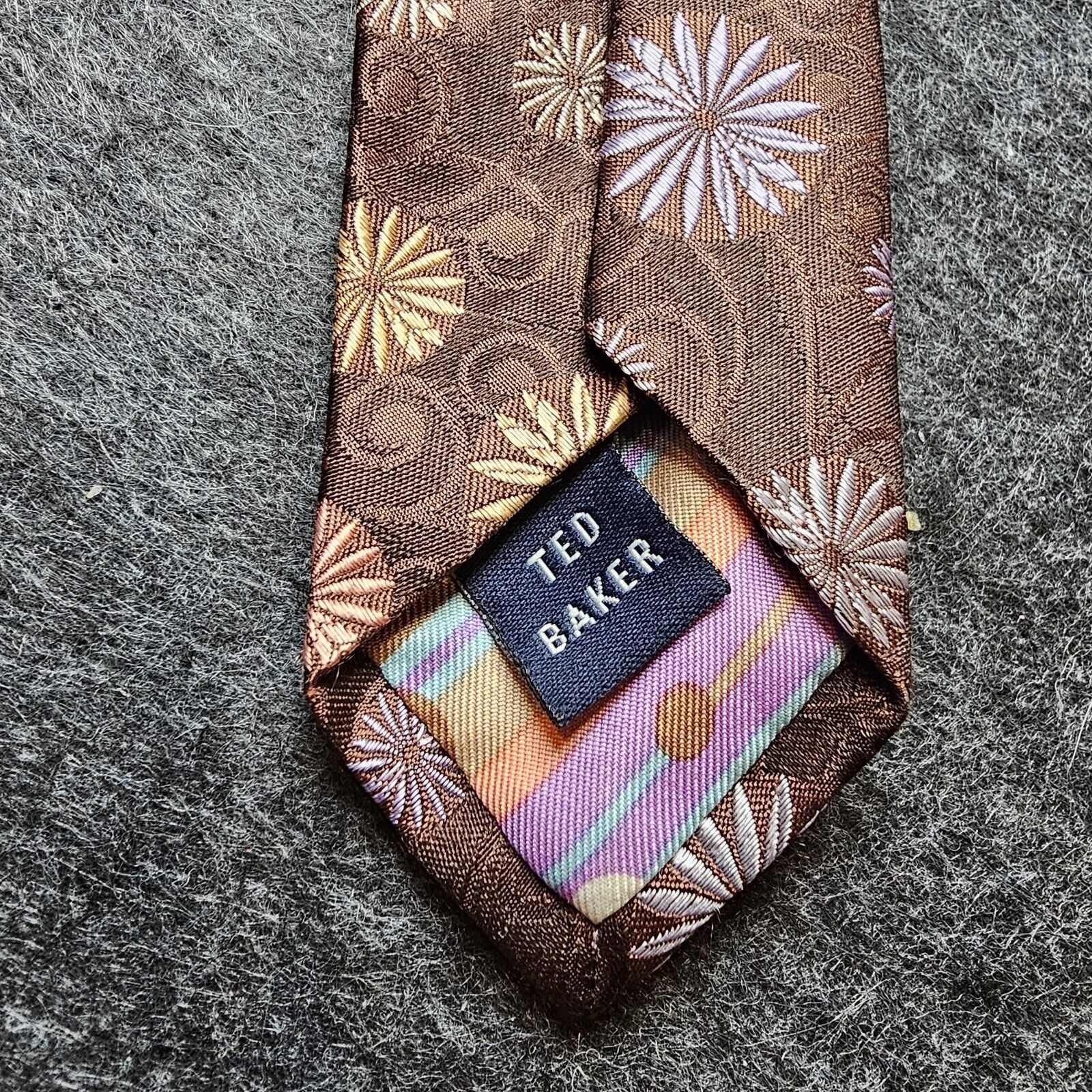 Ted Baker Ted Baker Tie Italian Silk Brown Floral Designer Luxury Size ONE SIZE - 7 Thumbnail
