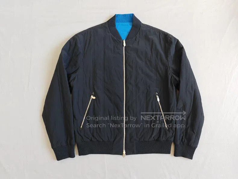 Hermes Double-faced jacket cotton coat, blue and black rev