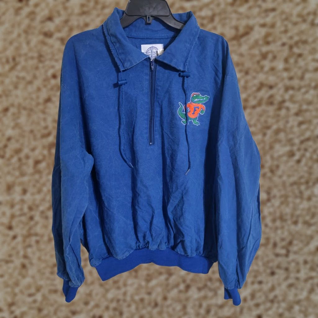 Vintage VINTAGE Florida Gators 1/4 Zip Jacket Canvas Blue Made in USA Mens XL Size US XL / EU 56 / 4 - 1 Thumbnail