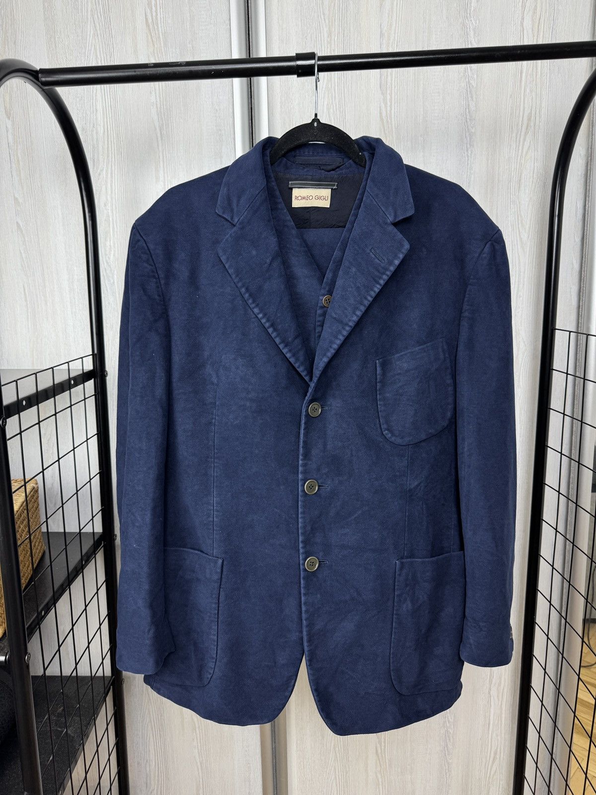 Romeo Gigli Romeo Gigli 3 pieces faded blue velour cotton suit size 50 Size 40R - 2 Thumbnail