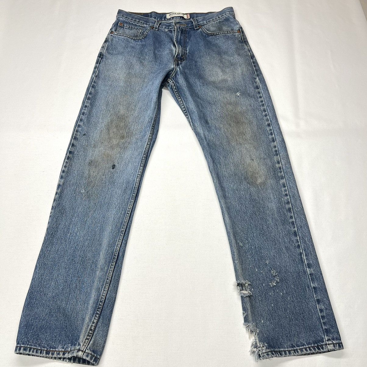 Levi's × Vintage Levis 505 Jeans Blue Straight Regular Fit Distressed Baggy Size US 33 - 1 Thumbnail
