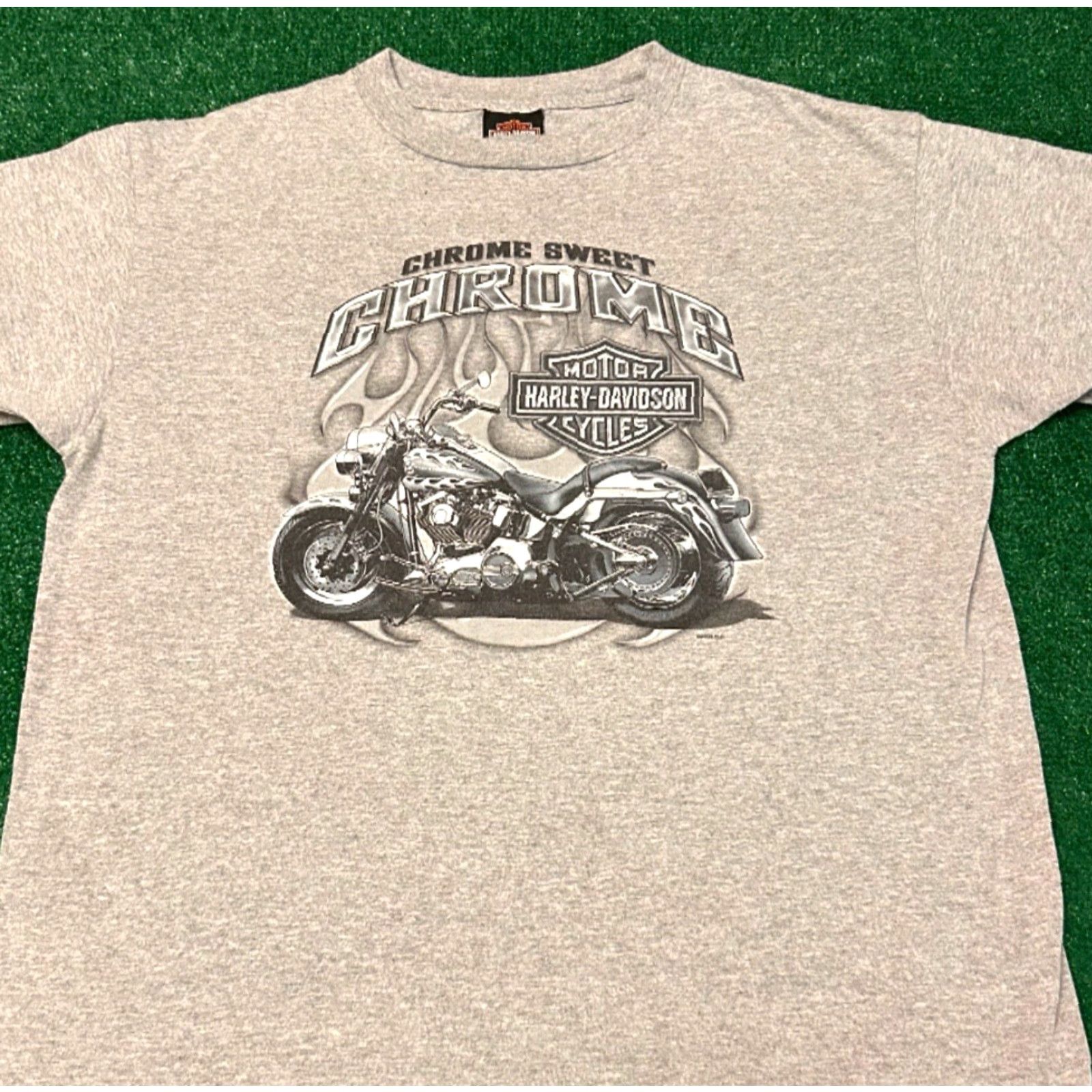 Harley Davidson VINTAGE Harley-Davidson T-Shirt Mens L Gray 90s Y2K Chrome Las Vegas 2004 VTG Short Sleeve Gl? Size US L / EU 52-54 / 3 - 4 Thumbnail