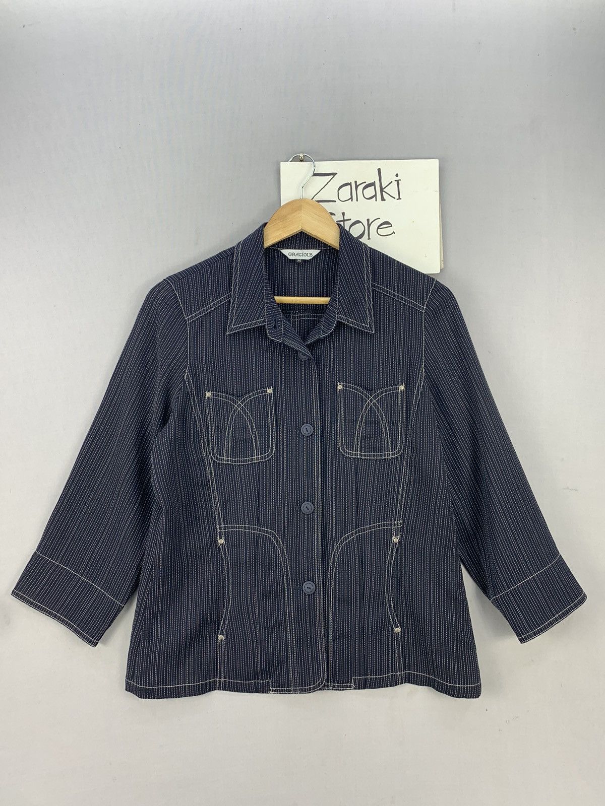 Japanese Brand Denim Style Button Up Blouse Jacket Size M / US 6-8 / IT 42-44 - 1 Thumbnail