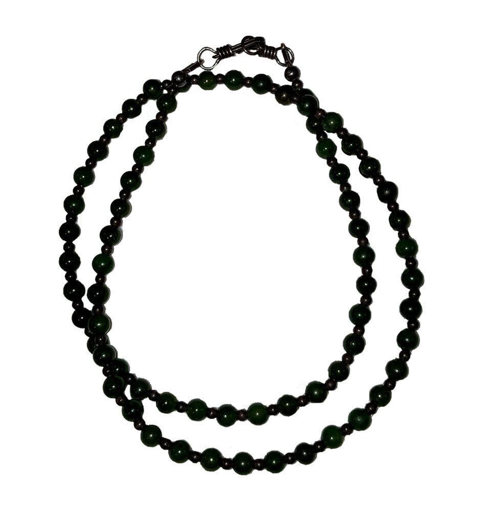 Jaded London Nephrite Jade and Sterling Silver Bead Necklace Size ONE SIZE - 3 Thumbnail
