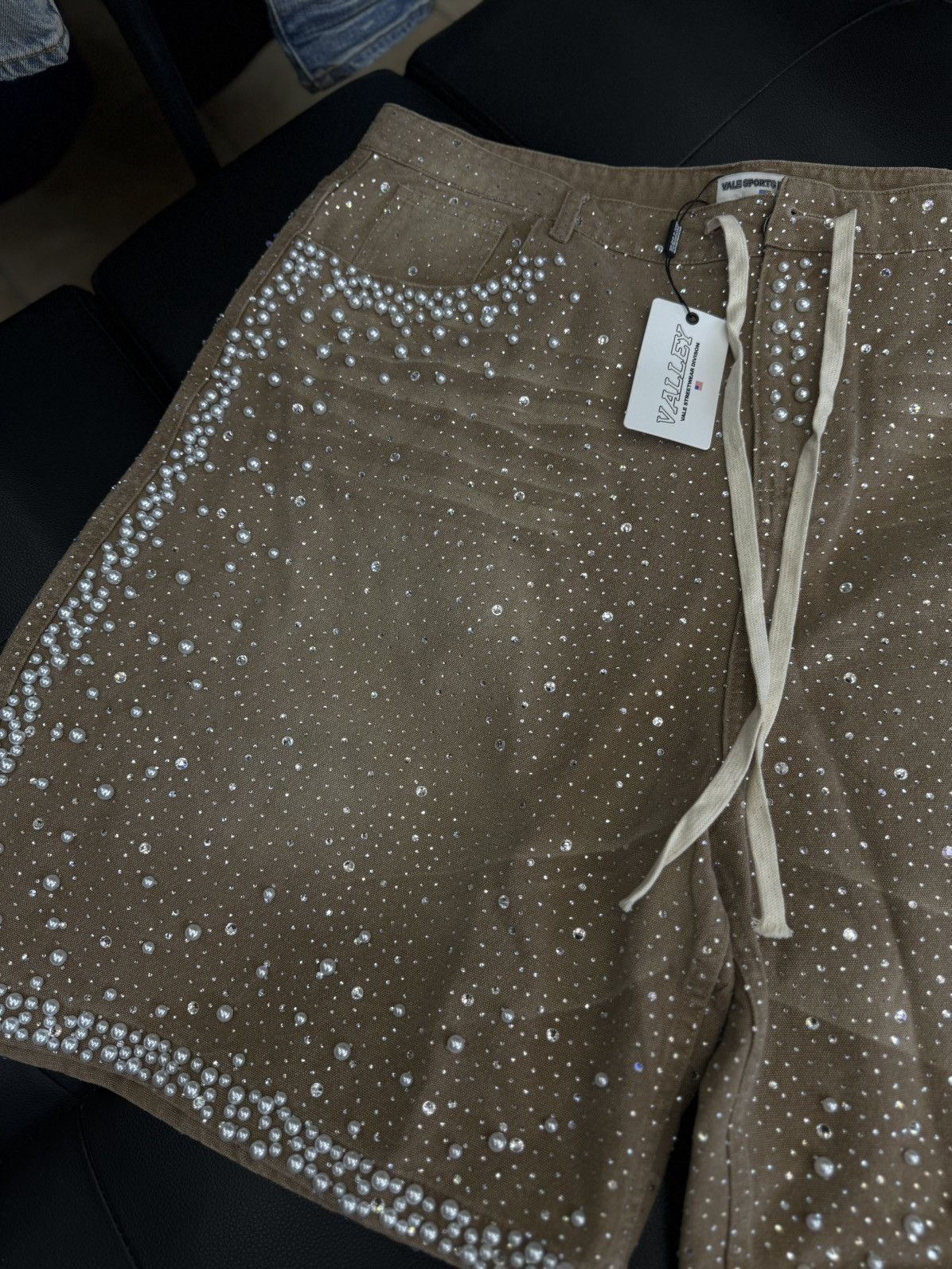 Vale Valley Rhinestone Crystal Shorts Denim Tan Size 38 Size US 38 / EU 54 - 5 Thumbnail