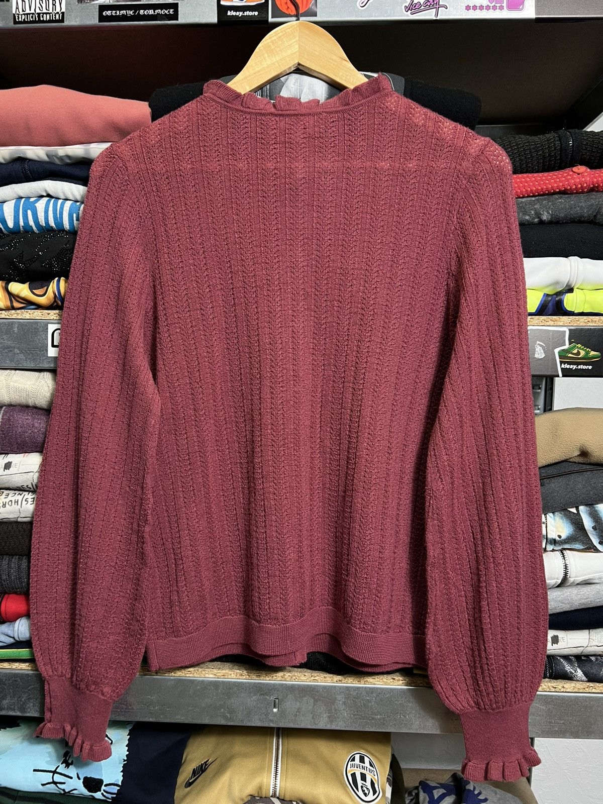 Sezane Sezane Paris Rosewood Merino Wool Blend Knitted Cardigan Size L / US 10 / IT 46 - 8 Thumbnail