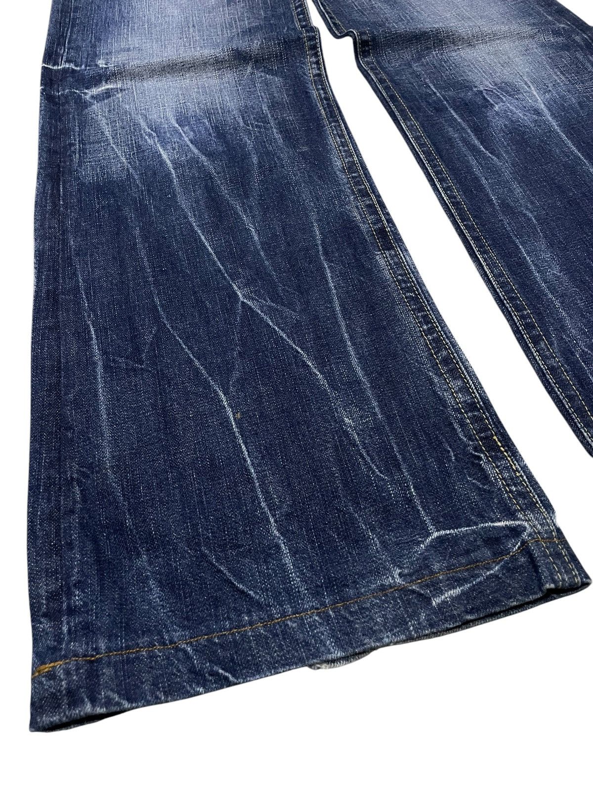 Japanese Brand × Le Grande Bleu (L.G.B.) Oririn Japan Flare Wide Leg Feathers Wings Embroidered Jeans Size US 31 - 16 Thumbnail