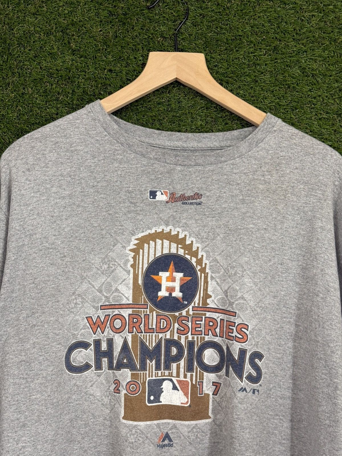Majestic Houston Texas Astros MLB Champion Grey Baseball Long Sleeve Size US XXL / EU 58 / 5 - 2 Thumbnail