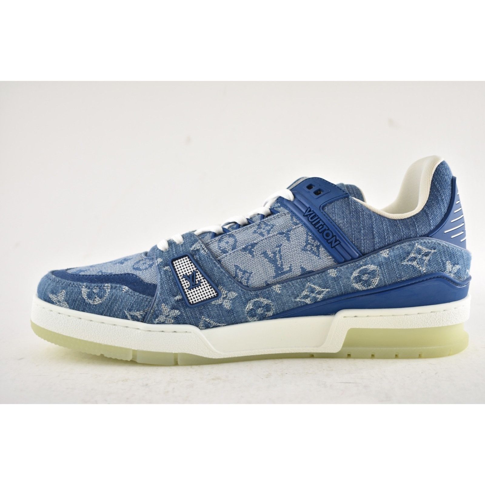 Louis Vuitton Louis Vuitton Blue Denim Monogram LV Logo Low Top Trainer Size US 10 / EU 43 - 10 Thumbnail