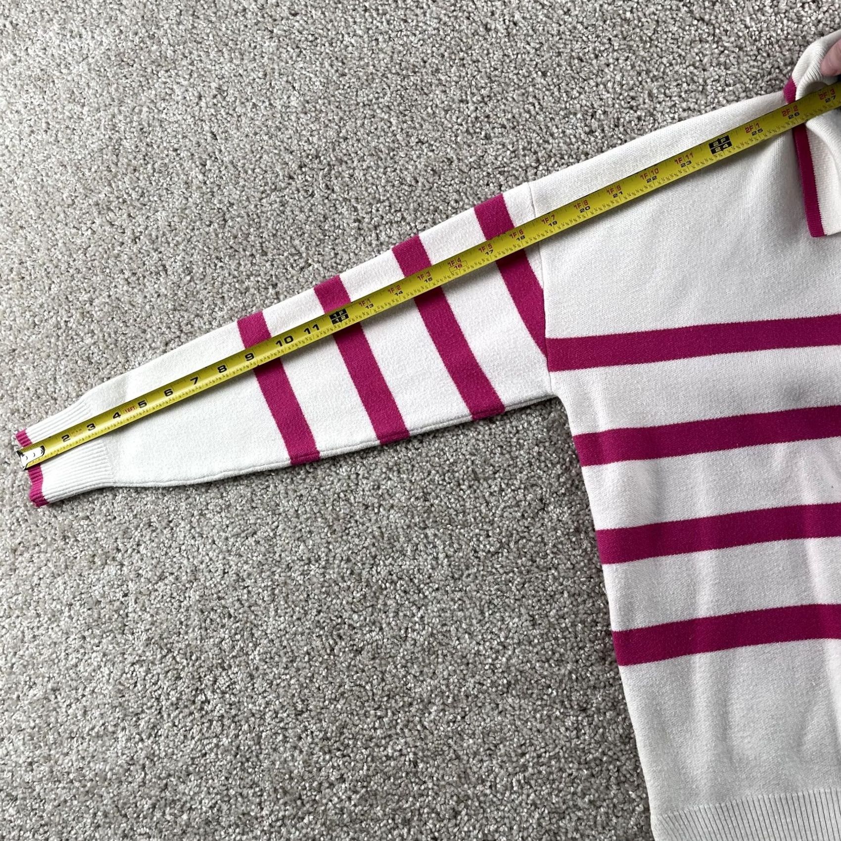 Vintage VINTAGE Max Studio Sweater Womens M Collared Striped Knit White Pink Pullover Size M / US 6-8 / IT 42-44 - 6 Thumbnail