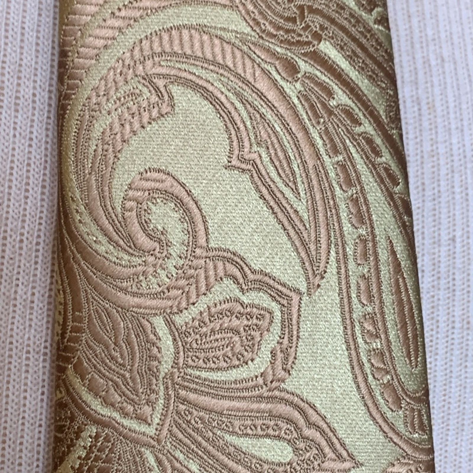 Vintage Barry Wang rich gold silk brocade jacquard handmade necktie Size ONE SIZE - 3 Thumbnail