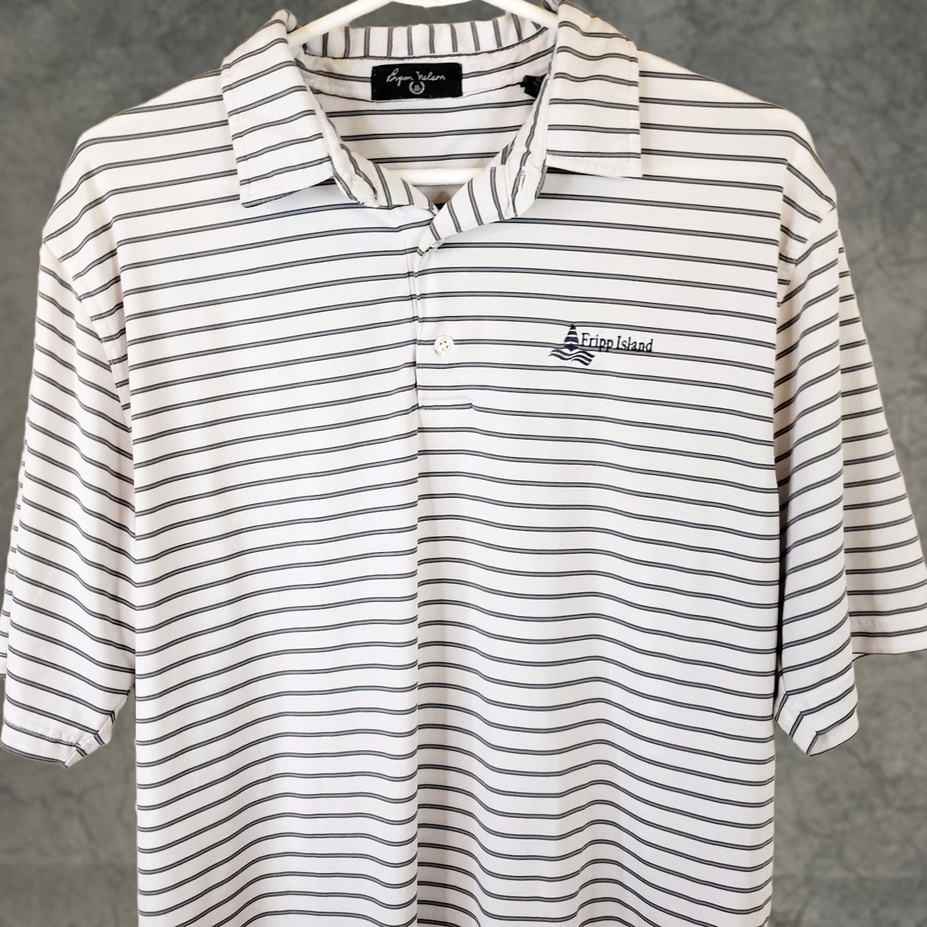 Vintage Byron Nelson Polo Mens M White Gray Striped Short Sleeve Shirt Golf Size US M / EU 48-50 / 2 - 1 Thumbnail