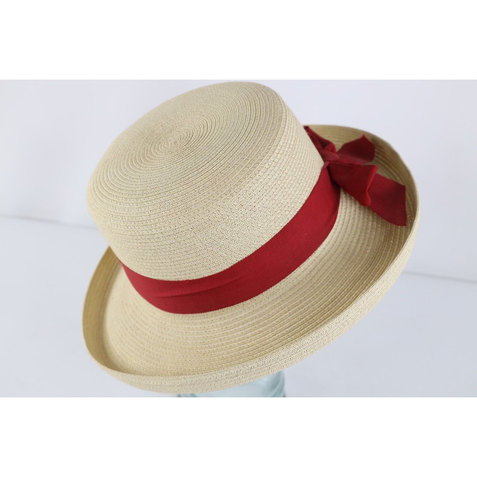Vintage New Vintage 90s Streetwear Bowtie Straw Boater Skimmer Hat Size ONE SIZE - 5 Thumbnail