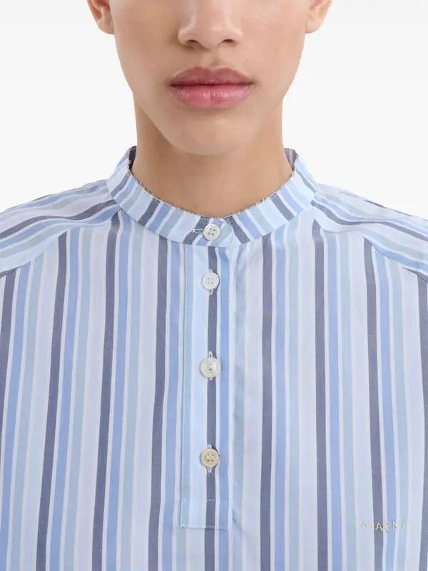 Marni o1w1db11125 Striped Cotton Shirt in Blue Size S / US 4 / IT 40 - 4 Thumbnail