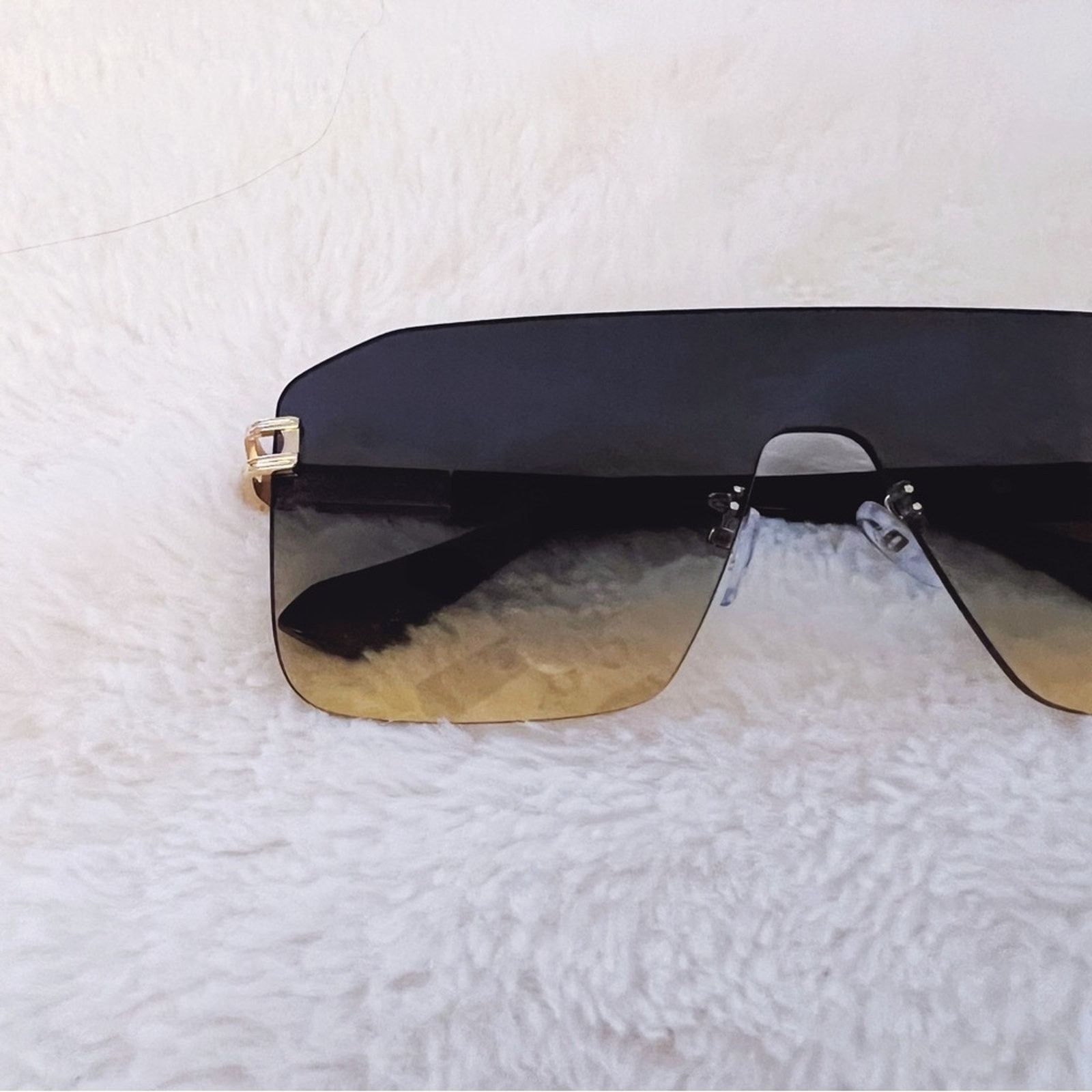 Other Sadie Teal & Brown Oversized Rimless Flat-Top Sunglasses Size ONE SIZE - 5 Thumbnail