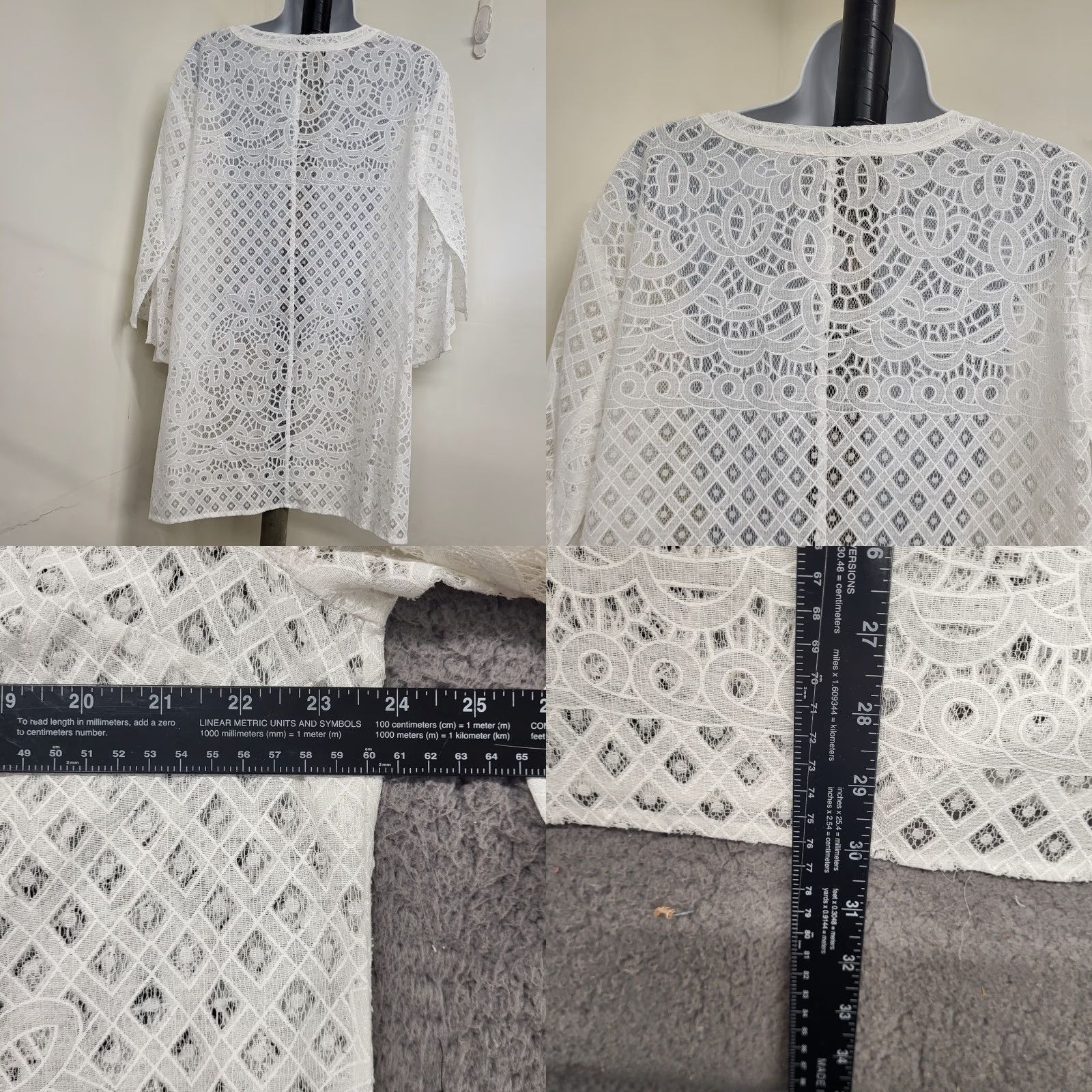 Vintage Unbranded Blouse Women's Large White Lace V-Neck Flutter 3/4 Sleeve Beach Cover Up Tunic Shirt Size L / US 10 / IT 46 - 8 Thumbnail