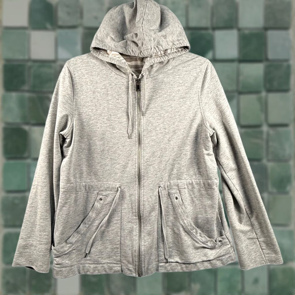 Jones New York Jones New York Sport Hoodie Shirt Womens L Gray Full Zip Hooded Lightweight Lined Pockets Zebra Print Hood Lining - Size L / US 10 / IT 46 - 1 Thumbnail