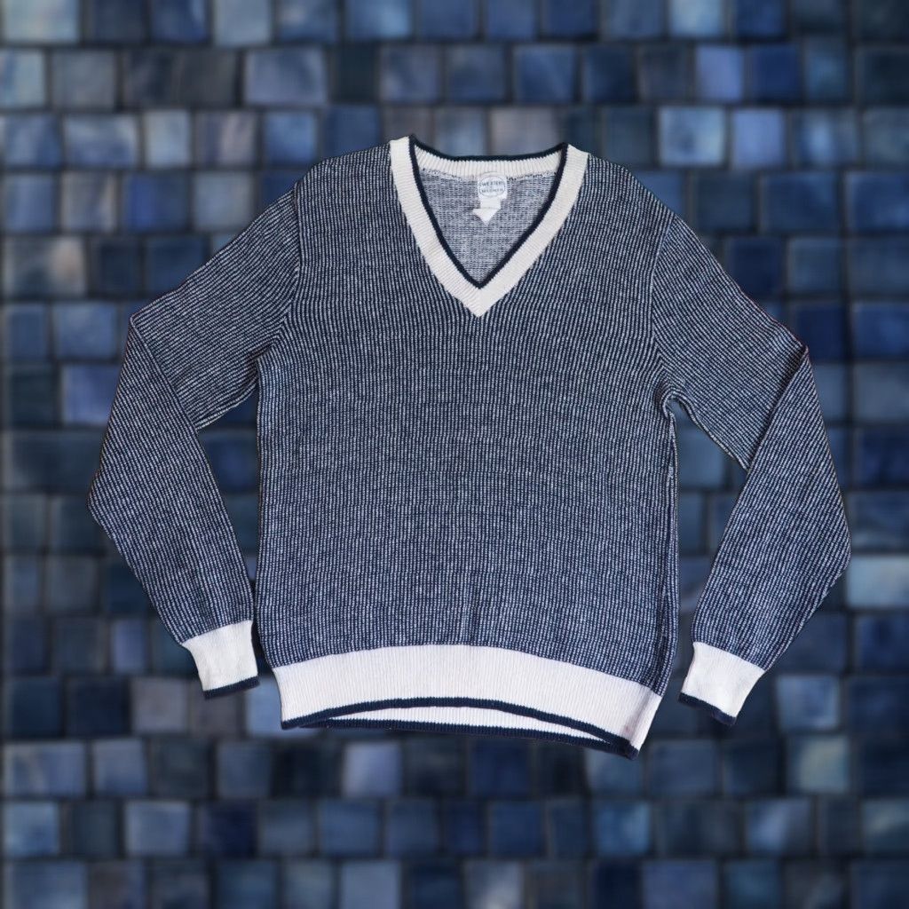 Vintage VTG Madman V-Neck Cotton Knit Sweater Pullover Mens M Blue 80s 70s Ivy Prep Check Embroidered Vintage Style Size US M / EU 48-50 / 2 - 1 Thumbnail