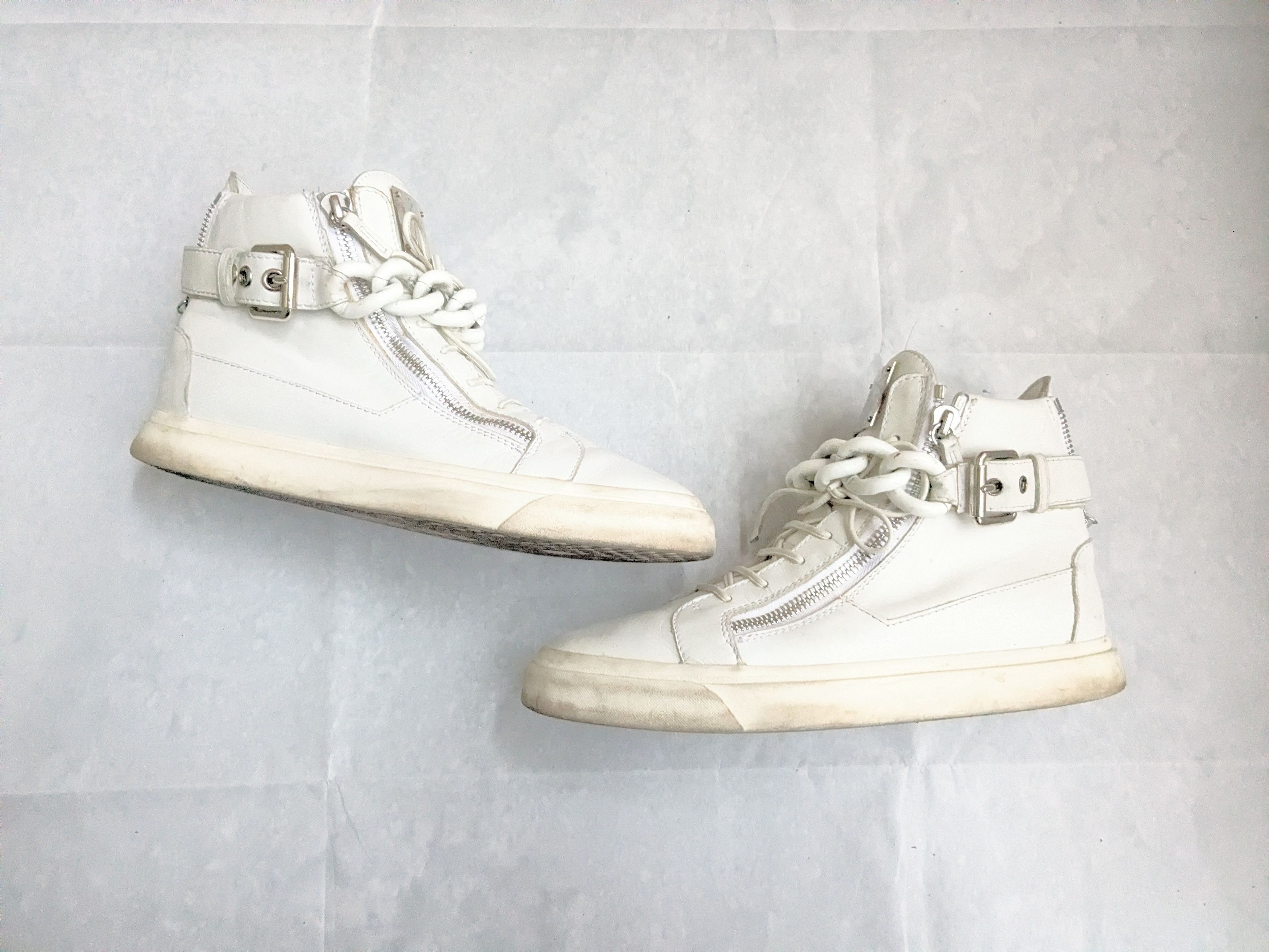 Giuseppe Zanotti Giuseppe Zanotti Chain Sneakers 11 44 White High Top Leather Size US 11 / EU 44 - 1 Thumbnail