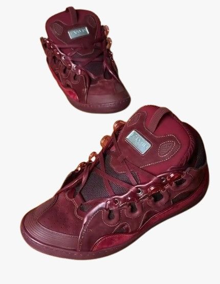 Lanvin o1w1db11024 Curb Low-Top Sneakers in Burgundy & White Size US 6 / EU 39 - 5 Thumbnail