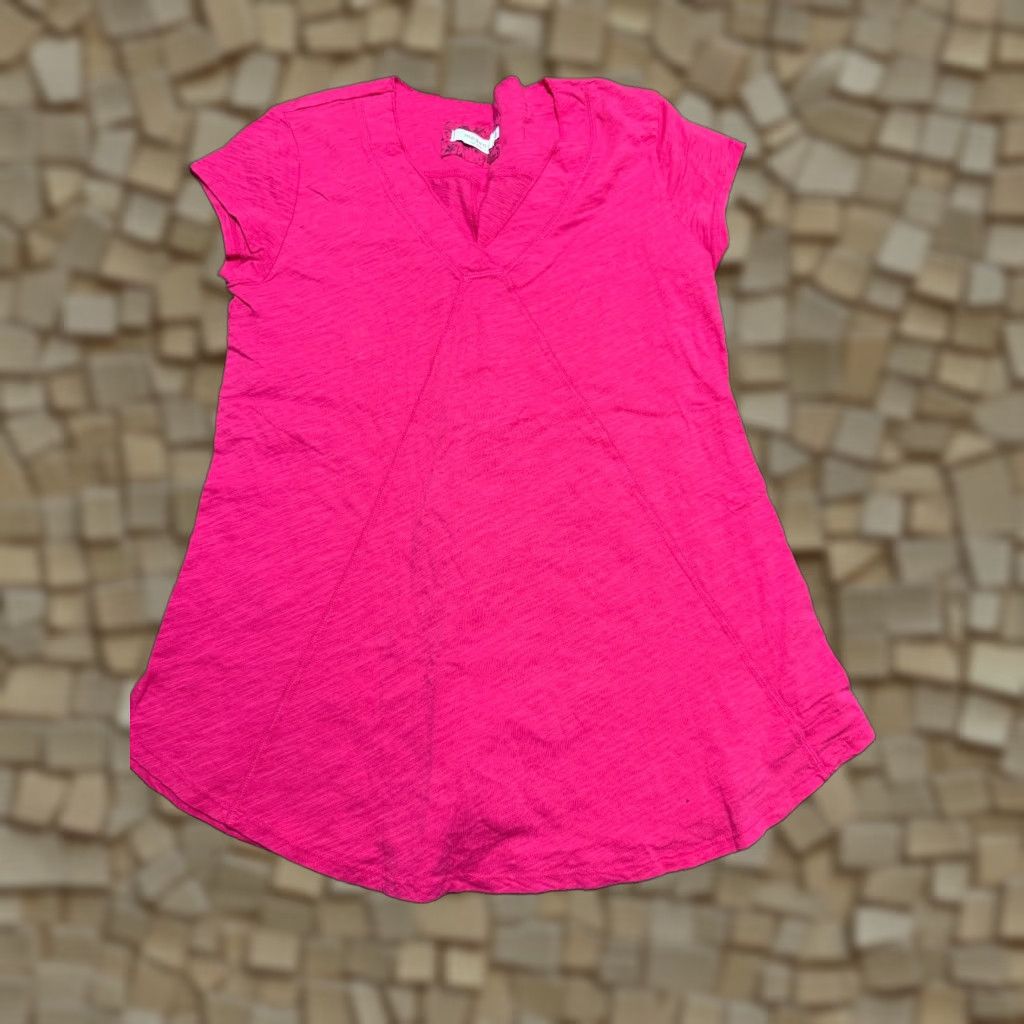 Pinko Mododoo Shirt Women Medium Pink Short Sleeve V-neck T-Shirt Casual Modern Basic Size M / US 6-8 / IT 42-44 - 1 Thumbnail