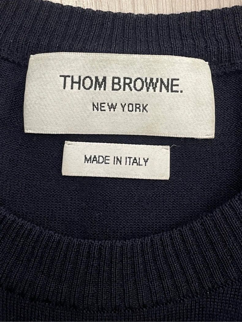 Thom Browne Thom Browne Dark blue four-striped wool round-neck sweater Size US XL / EU 56 / 4 - 5 Thumbnail