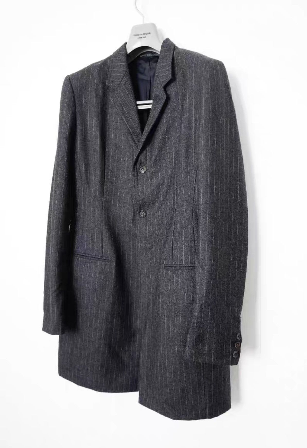 Yohji Yamamoto Yohji Yamamoto Drape Striped Wool Coat Size US M / EU 48-50 / 2 - 2 Thumbnail