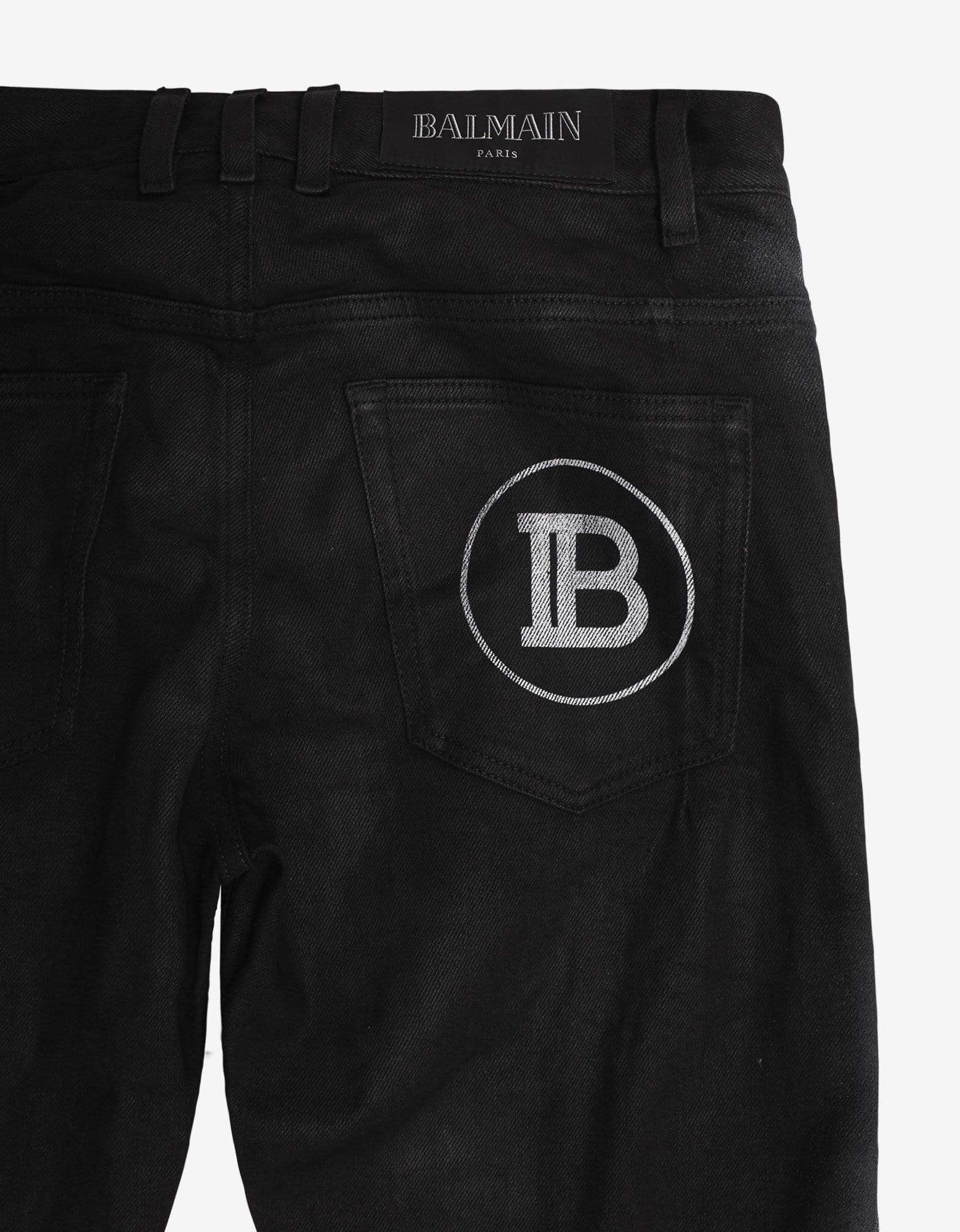 Balmain Balmain Black B Logo Spray Paint Stripe Jeans Size US 32 / EU 48 - 5 Thumbnail